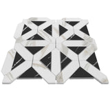 Calacatta Gold Italian Marble with Nero Marquina Black Triangles Geometrica Mosaic Tile Polished