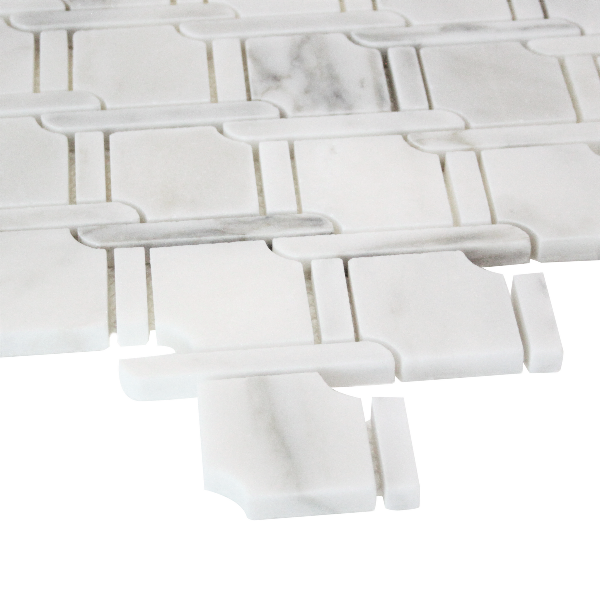 Calacatta Gold Marble Marbella Lynx Rope Design with Calacatta Gold Strips Mosaic Tile Polished
