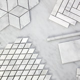 Carrara White Italian Marble Diamond Mosaic Tile Polished
