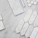 Carrara White Italian Marble Picket  Mosaic Tile Polished