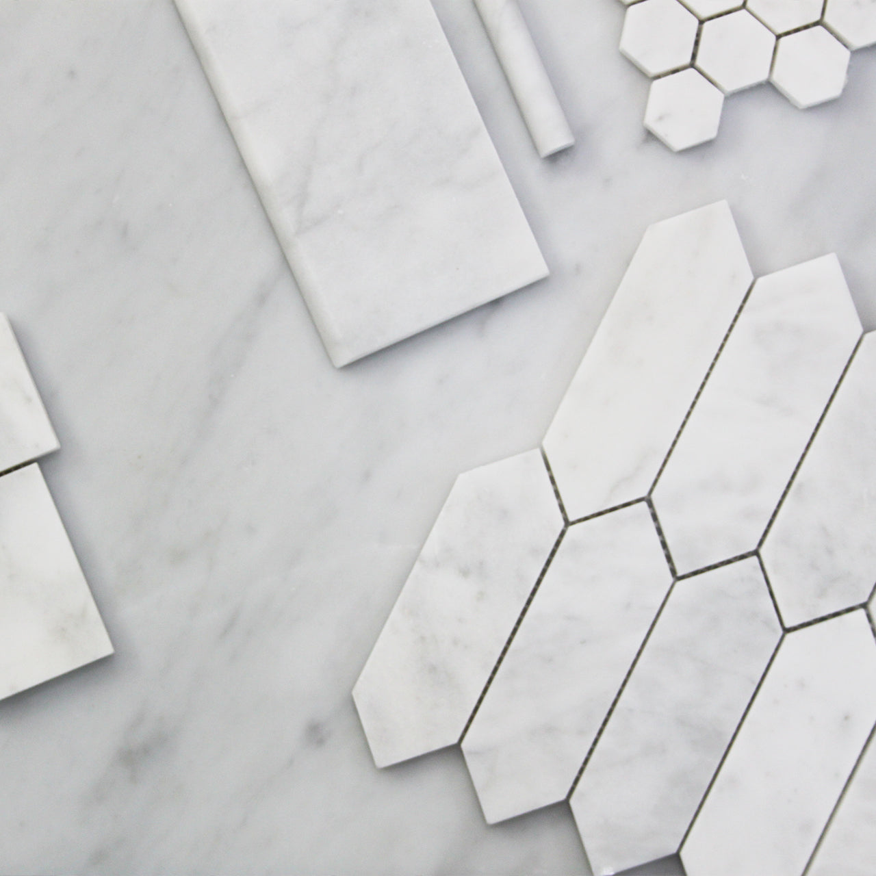 Carrara White Italian Marble Picket  Mosaic Tile Honed