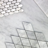 Carrara White Italian Marble Large Diamond Mosaic Tile Polished