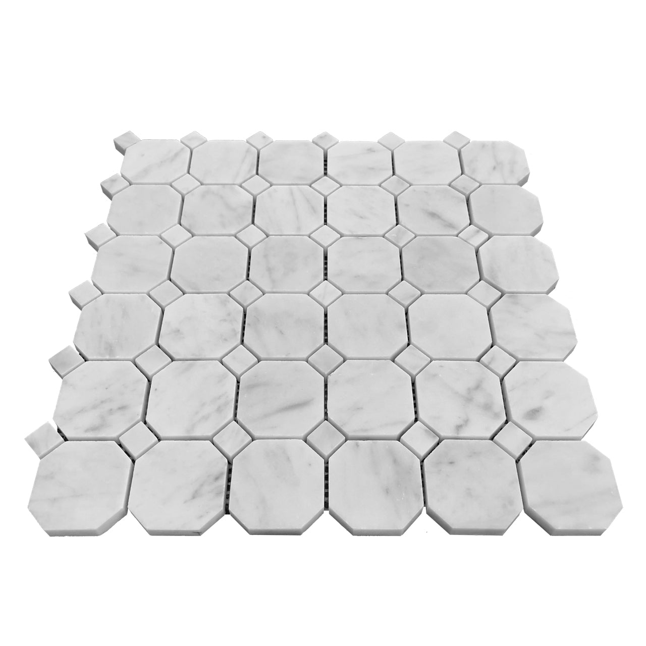 Carrara White Italian Marble Octagon Mosaic Tile Polished