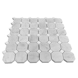Carrara White Italian Marble with Dolomite Octagon Mosaic Tile Polished