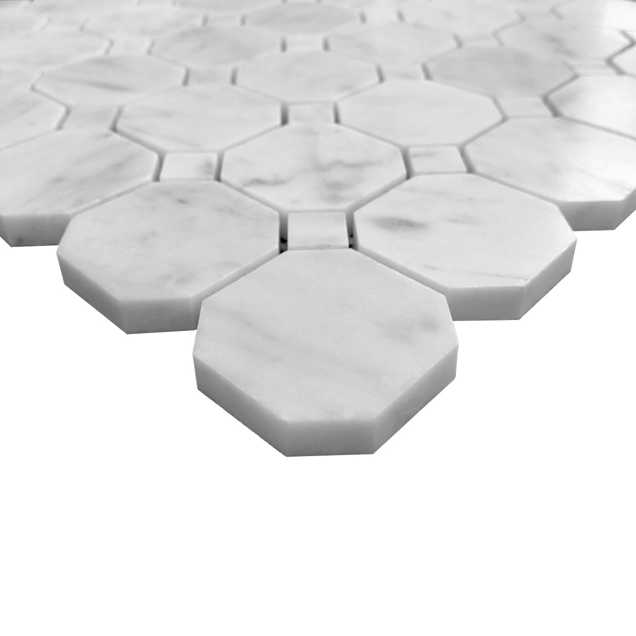 Carrara White Italian Marble Octagon Mosaic Tile Polished