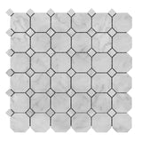 Carrara White Italian Marble Octagon Mosaic Tile Honed