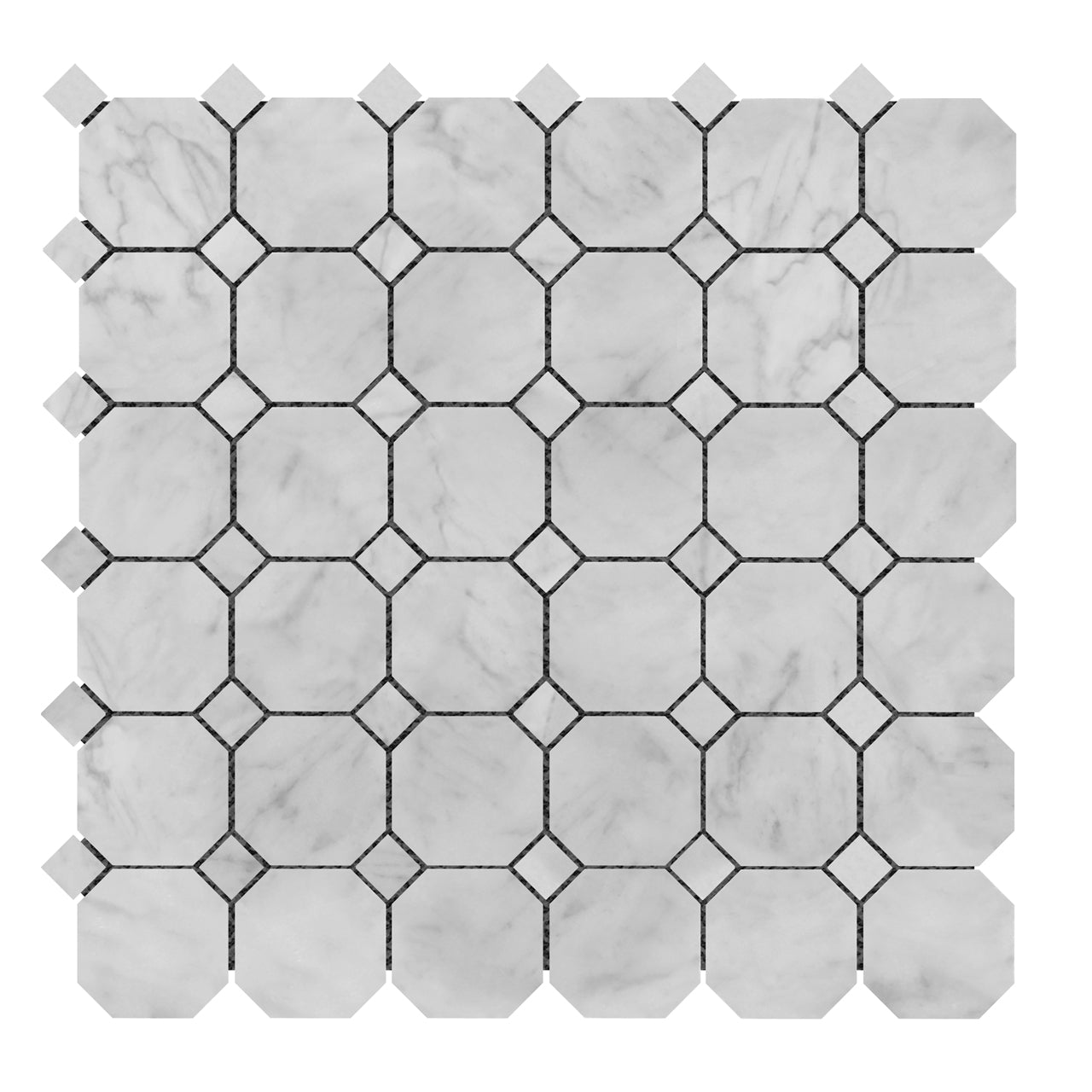 Carrara White Italian Marble Octagon Mosaic Tile Polished