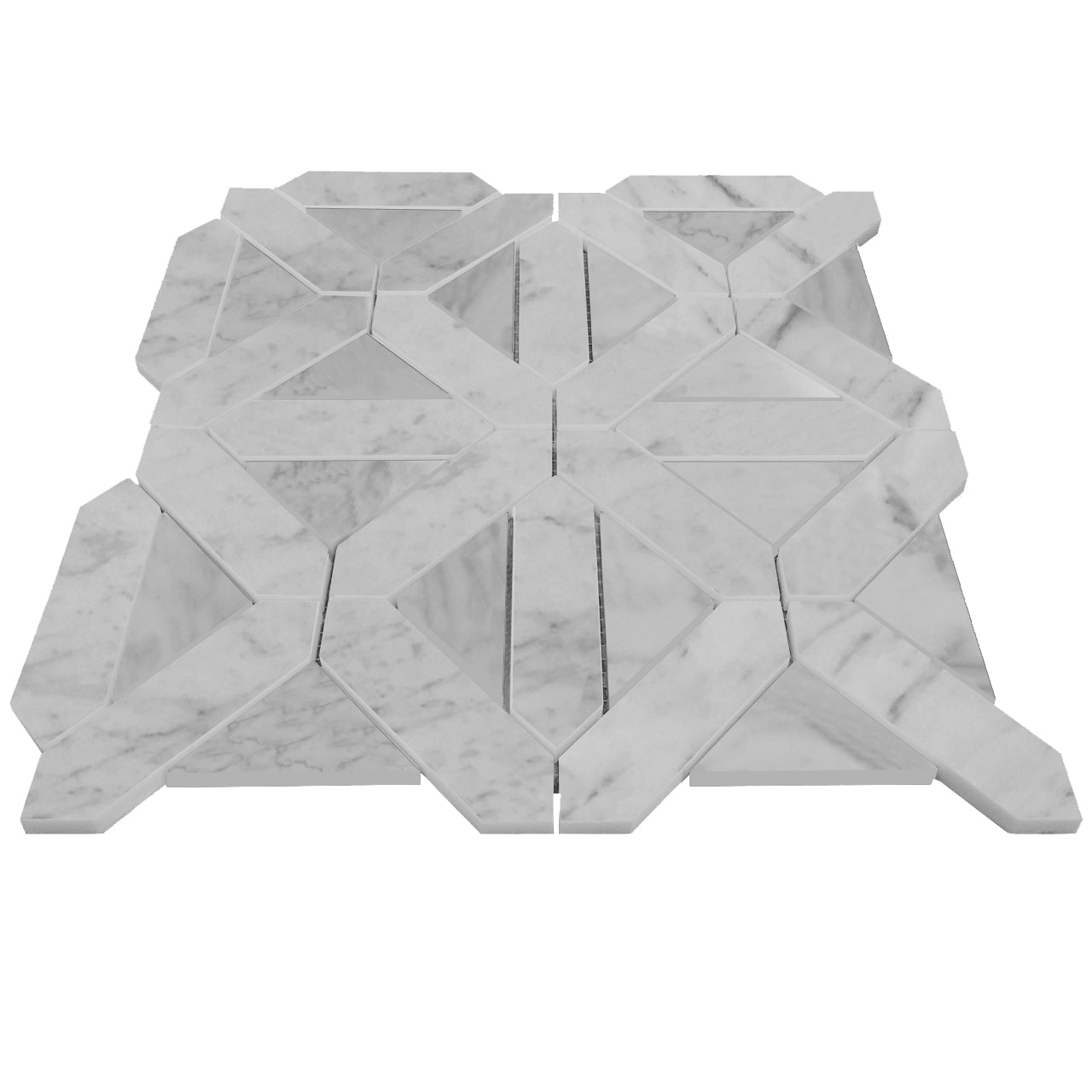 Carrara White Italian Marble Geometrica Mosaic Tile Polished