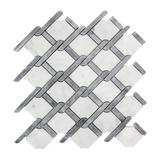 Carrara White Italian Marble Marbella Lynx Rope Design with Bardiglio Gray Strips Mosaic Tile Honed