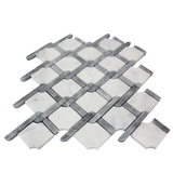 Carrara White Italian Marble Marbella Lynx Rope Design with Bardiglio Gray Strips Mosaic Tile Polished