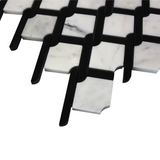 Carrara White Italian Marble Marbella Lynx Rope Design with Nero Marquina Black Strips Mosaic Tile Honed