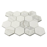 Calacatta Gold Italian Marble 3" Hexagon Mosaic Tile Polished