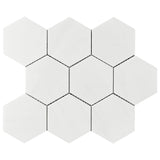Bianco Dolomite Marble 4" Hexagon Mosaic Tile Polished