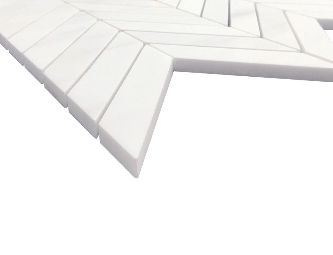 Bianco Dolomite Marble 1" x 4" Chevron Mosaic Tile Polished