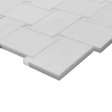 Bianco Dolomite Marble Large Basketweave Mosaic Tile with Dolomite Dots Polished