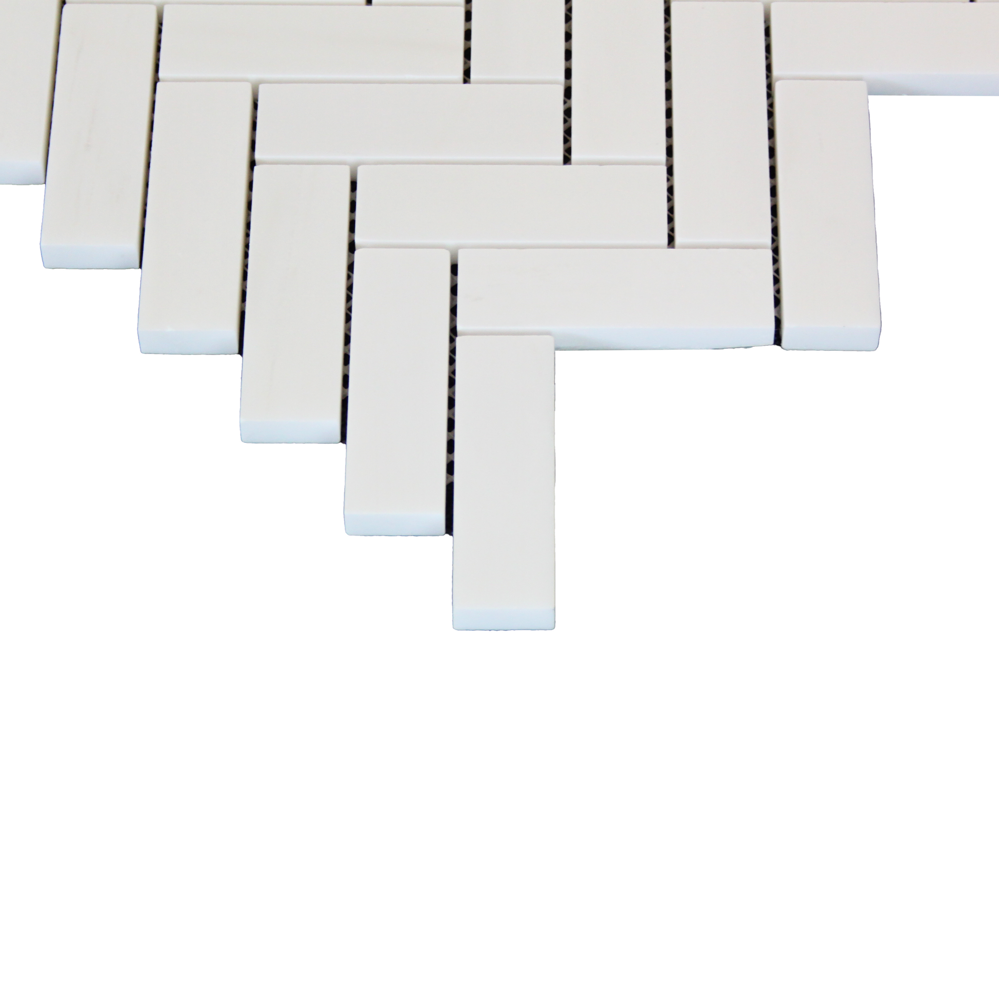 Bianco Dolomite Marble 1x3 Herringbone Mosaic Tile Polished