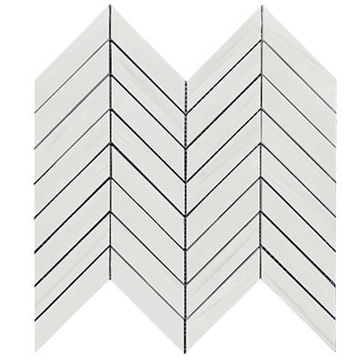Bianco Dolomite Marble 1" x 4" Chevron Mosaic Tile Polished