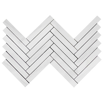 Bianco Dolomite Marble 1x6 Herringbone Mosaic Tile Polished