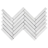 Bianco Dolomite Marble 1x6 Herringbone Mosaic Tile Polished