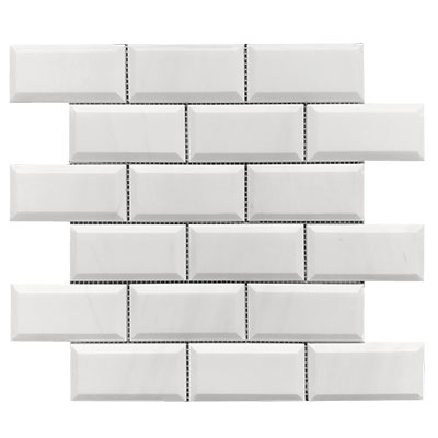 Bianco Dolomite Marble 2x4 Wide Bevel Mosaic Tile Honed