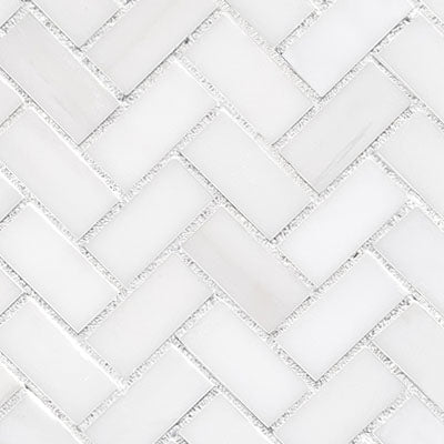 Bianco Dolomite Marble 1x2 Herringbone Mosaic Tile Honed