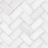 Bianco Dolomite Marble 1x2 Herringbone Mosaic Tile Honed