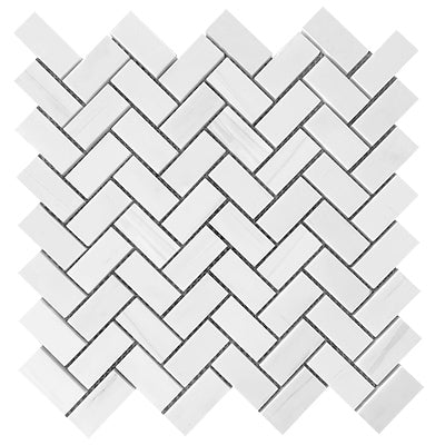 Bianco Dolomite Marble Herringbone Mosaic Tile Honed