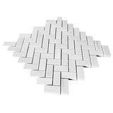 Bianco Dolomite Marble 1x2 Herringbone Mosaic Tile Polished