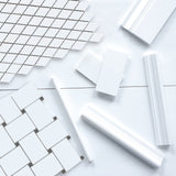 Bianco Dolomite Marble Large Basketweave Mosaic Tile with Bardiglio Gray Dots Polished