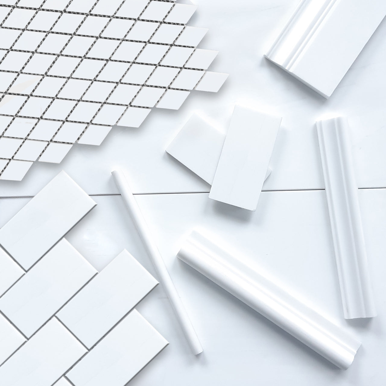 Bianco Dolomite Marble 2x4 Wide Bevel Mosaic Tile Polished