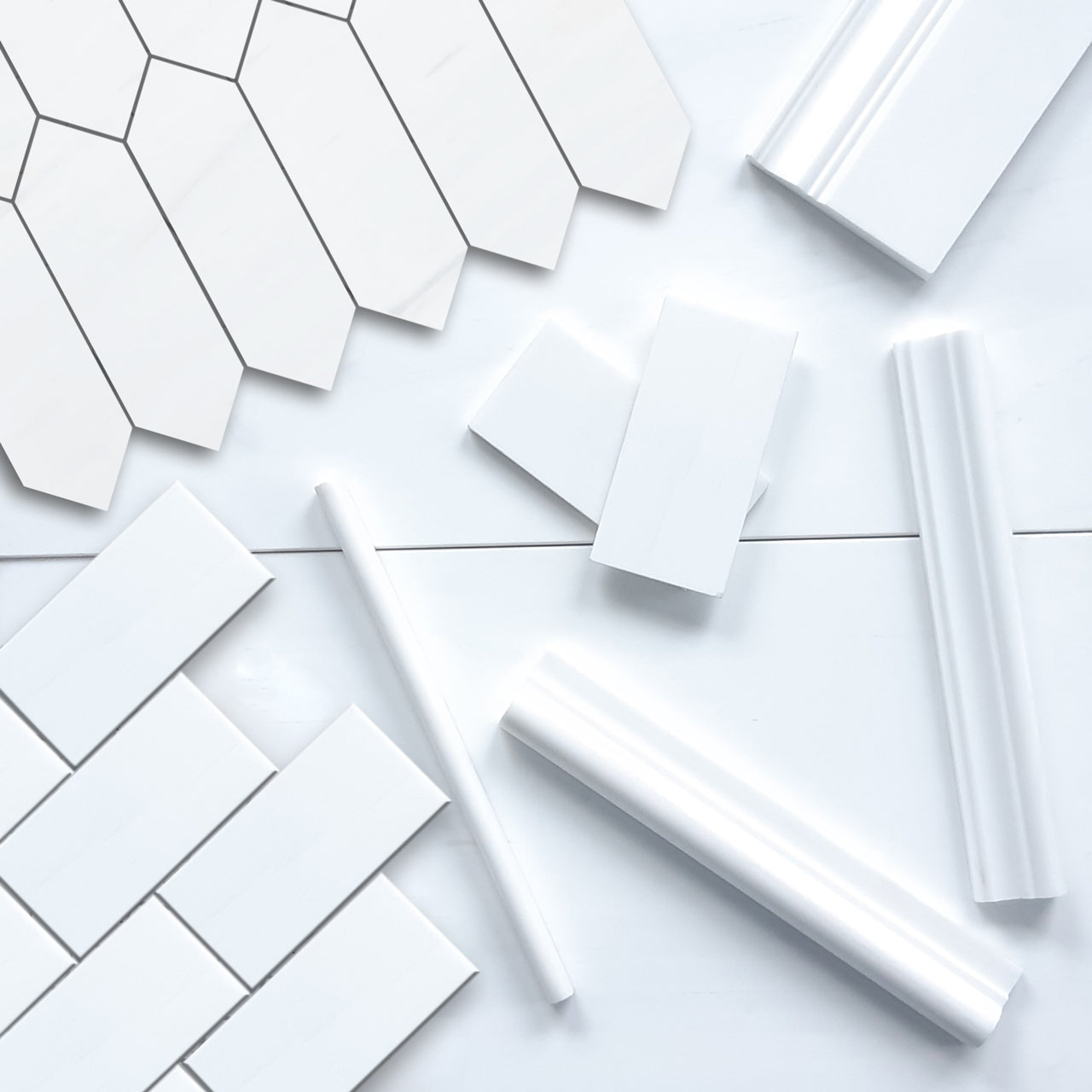 Bianco Dolomite Marble Picket  Mosaic Tile Honed