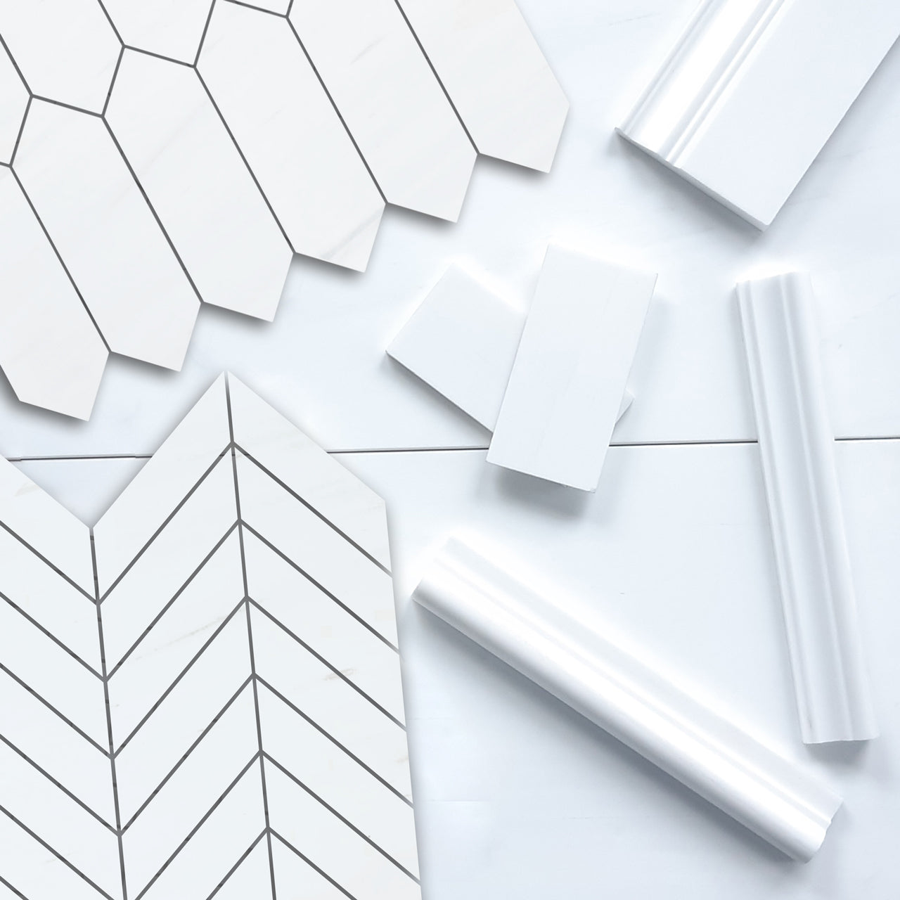 Bianco Dolomite Marble 1" x 4" Chevron Mosaic Tile Honed