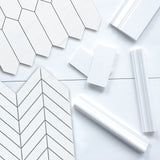 Bianco Dolomite Marble 1" x 4" Chevron Mosaic Tile Polished