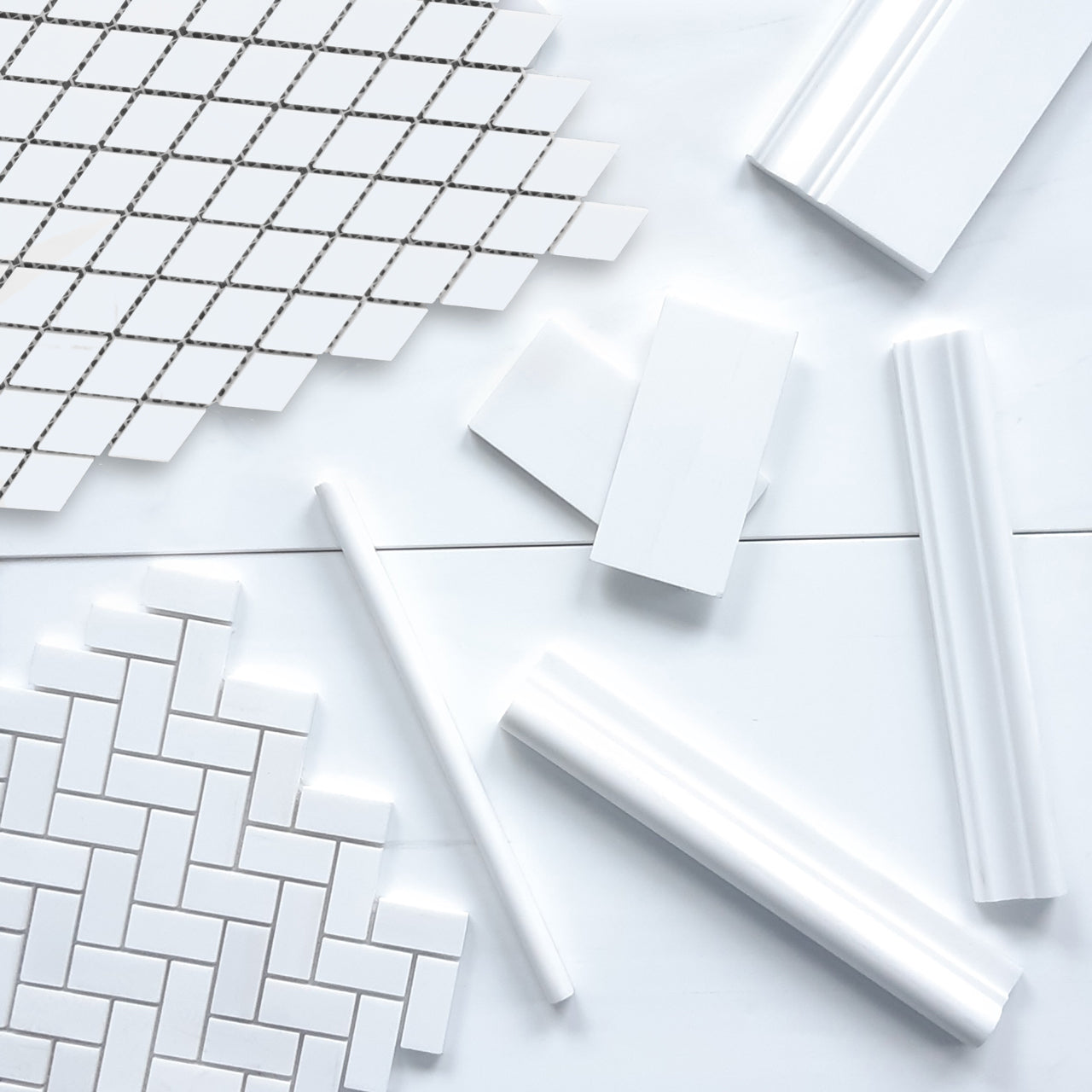 Bianco Dolomite Marble Diamond Mosaic Tile Honed