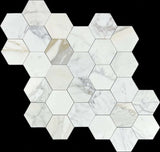 5” Tuscan Calacatta Oro Hexagon Mosaic Tile