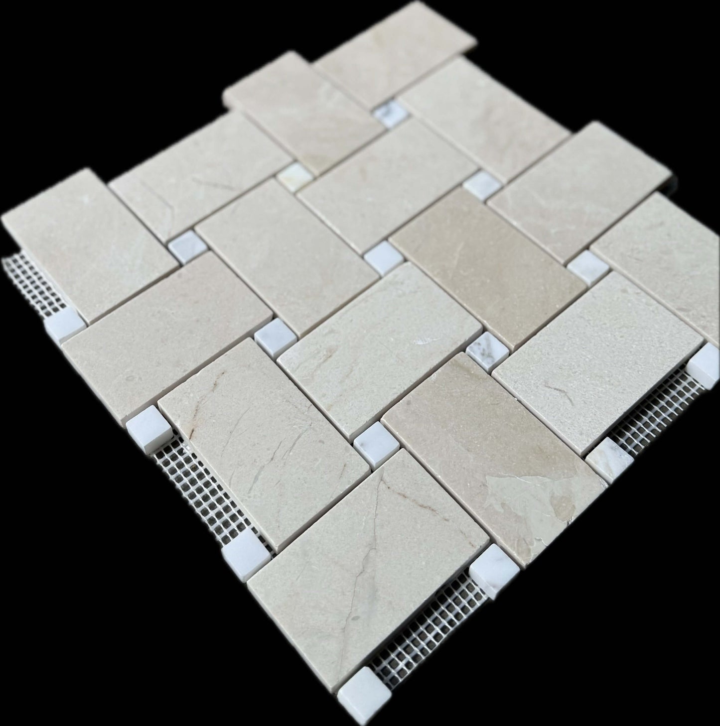 Jumbo Crema Marfil Marble Calacatta Honed Basketweave