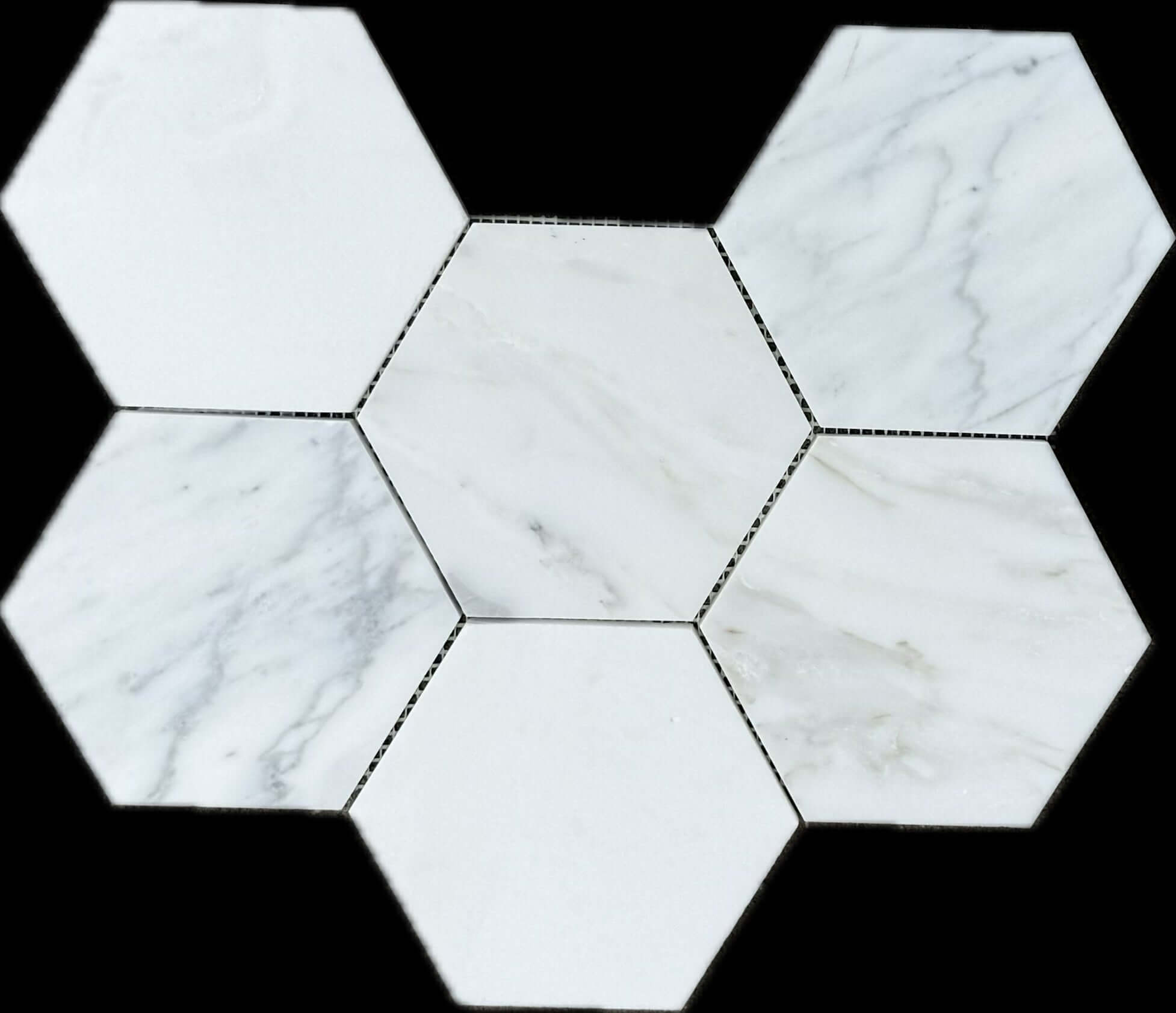 5” Tuscan Calacatta Oro Hexagon Mosaic Tile