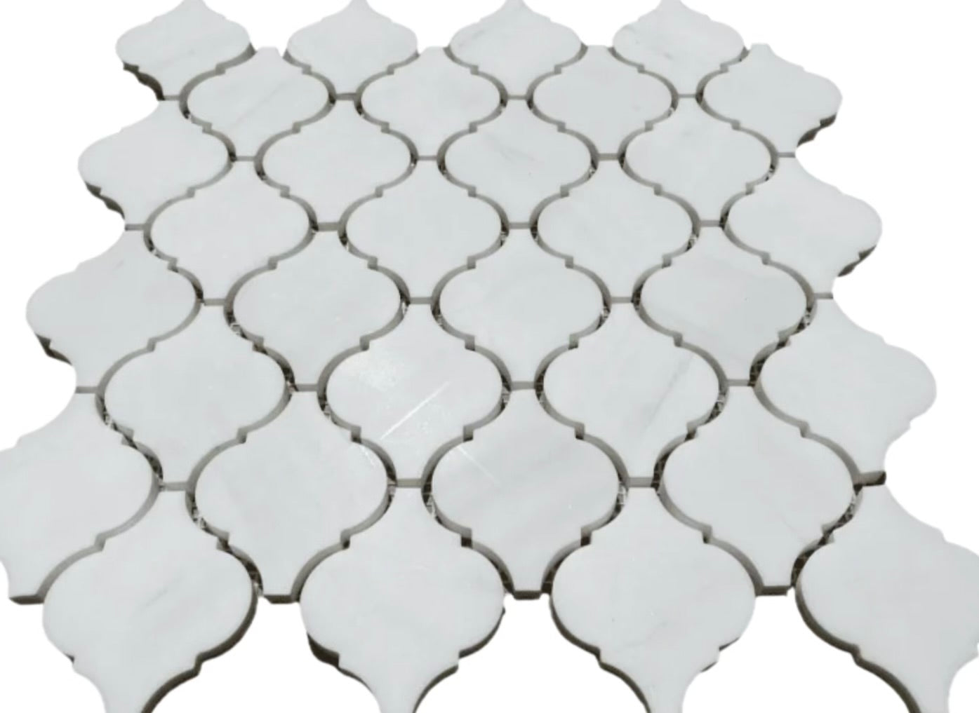 3” Bianco Dolomite Arabesque Mosaic
