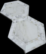 5” Defined Edge Calacatta Hexagon Deco Mosaic Tile
