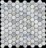 1" Calacatta Hexagonal Mosaic Italian Marble Tile