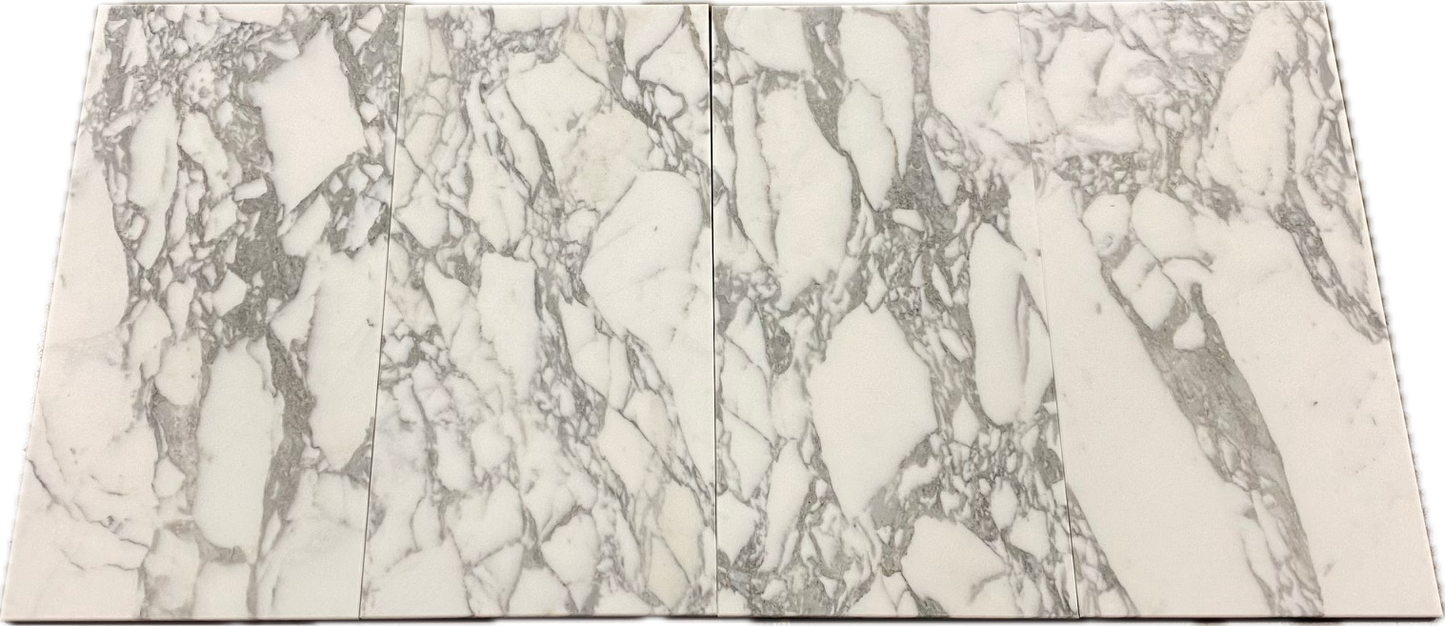 12x12, 3/8 Arabescato Deluxe Italian Marble Tile