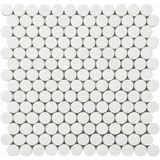 Thassos White Marble Penny Round Mosaic Polished / Honed