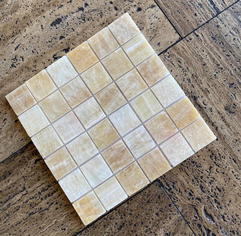 Honey Onyx Mosaic 2x2 3/8 Polished