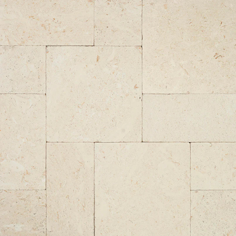Mayra White Versailles Patterb Tumbled 3cm Pavers, 10 Kits