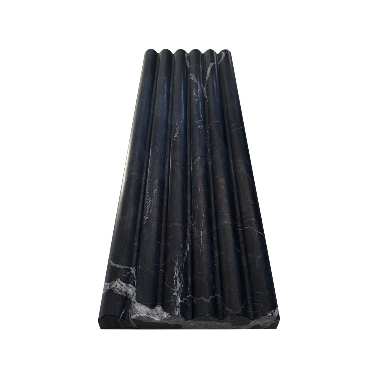 Nero Marquina Black Marble 6x24 Flute 3D Dimensional Tile Polished