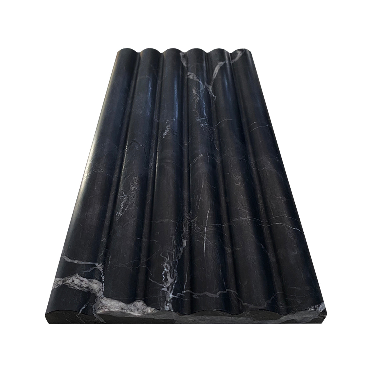 Nero Marquina Black Marble 6x12 Flute 3D Dimensional Tile Polished