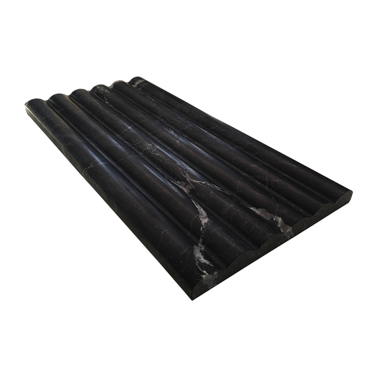 Nero Marquina Black Marble 6x12 Flute 3D Dimensional Tile Polished