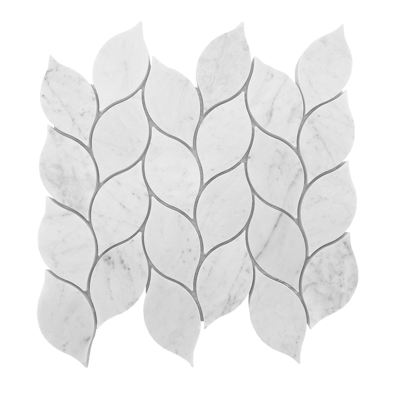Carrara White Italian Marble Blanco Orchid Leaf Mosaic Tile Polished