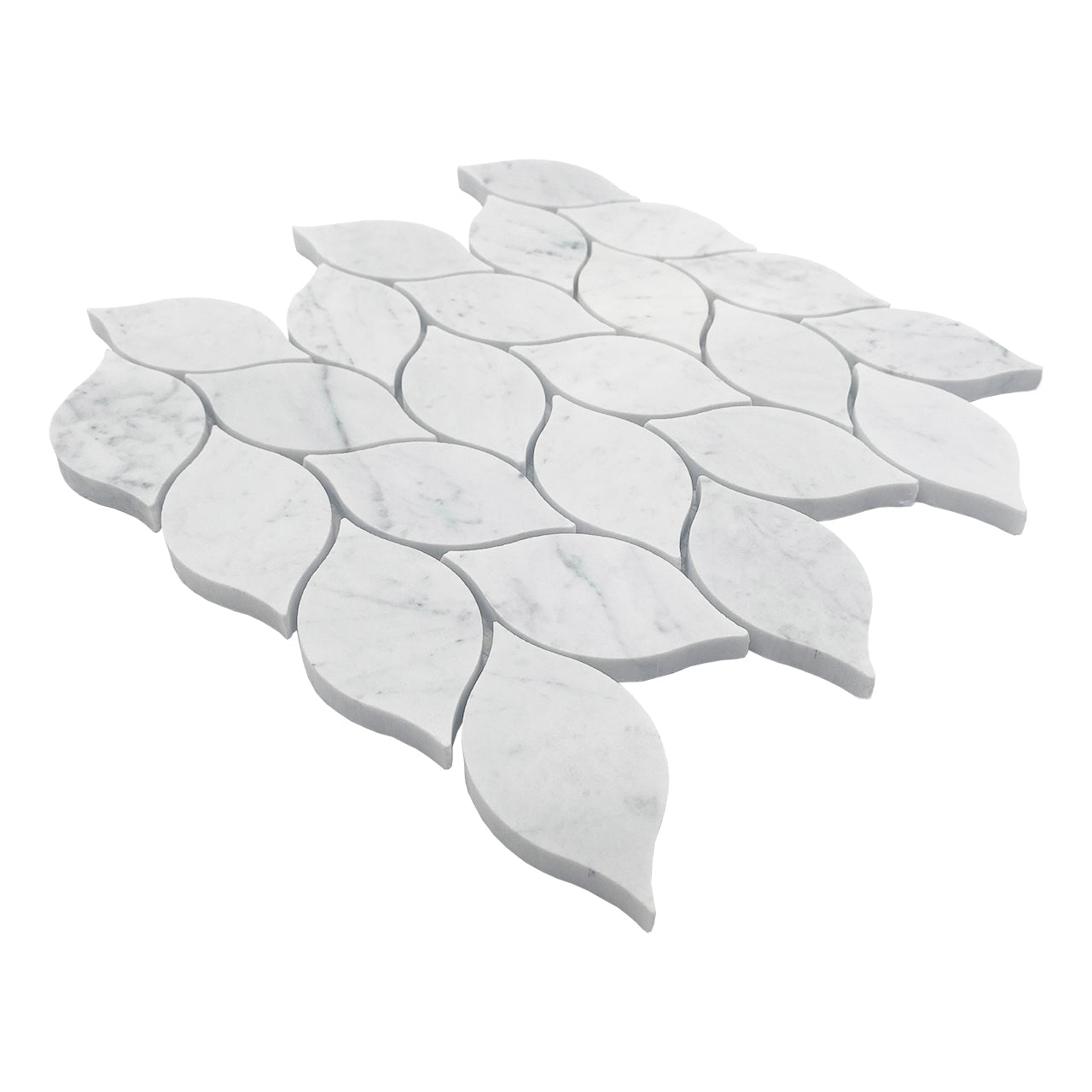 Carrara White Italian Marble Blanco Orchid Leaf Mosaic Tile Polished