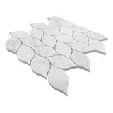 Carrara White Italian Marble Blanco Orchid Leaf Mosaic Tile Polished